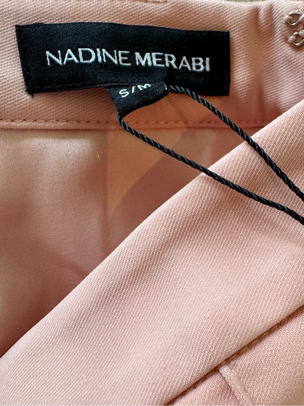 NADINE MERABI Dusty Pink Feather-Trim Blazer Pantsuit - Picture 7 of 14